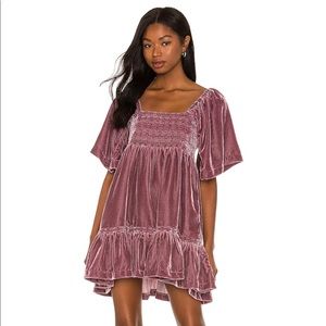 Free People Easy To Love Mini Dress in Mauve